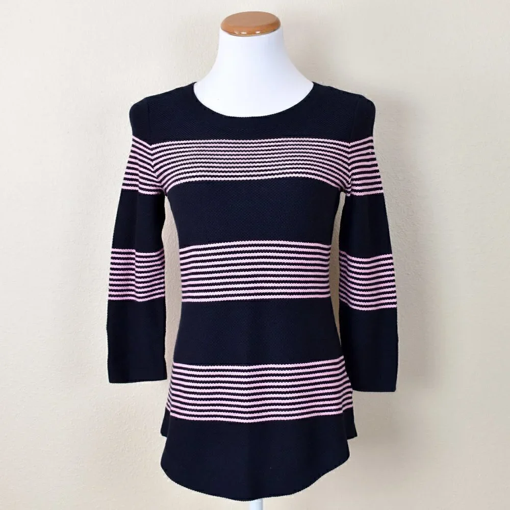 Talbots Navy and Pink Stripe Sweater NEW XS